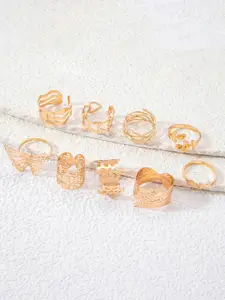 Jewels Galaxy Set Of 9 Gold-Plated Finger Rings
