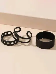 Jewels Galaxy Set Of 3 Silver-Plated Adjustable Finger Rings