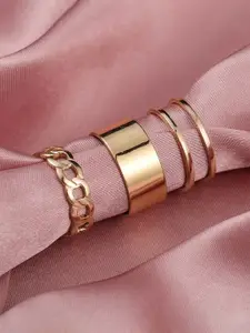 Jewels Galaxy Set of 3 Gold-Plated Adjustable Finger Rings