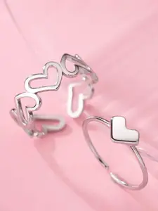 Jewels Galaxy Set Of 2 Silver-Plated Finger Rings