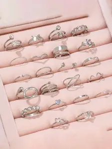 Jewels Galaxy Set Of 22 Silver-Plated Stackable Finger Rings