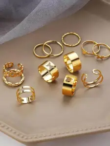 Jewels Galaxy Set of 12 Gold Plated Finger Rings