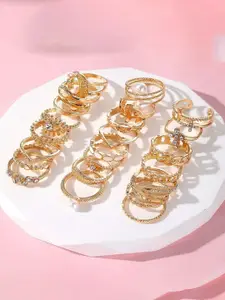 Jewels Galaxy Set Of 23 Gold-Plated Stone-Studded Finger Rings