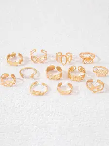 Jewels Galaxy Set of 12 Gold Plated Finger Ring