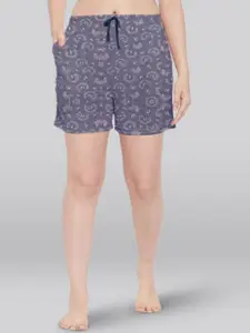 LYRA Floral Printed Mid Rise Cotton Lounge Shorts