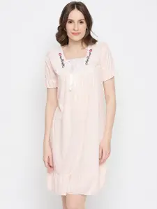 Camey Embroidered Detail Square Neck Nightdress