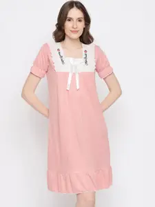 Camey Camey Embroidered Detail Square Neck Nightdress