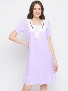 Camey Embroidered Detail Square Neck Nightdress