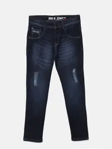 Gini and Jony Boys Blue Slim Fit Mid-Rise Mildly Distressed Jeans