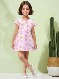 Toonyport Girls Conversational Printed Pure Cotton Fit & Flare Dress
