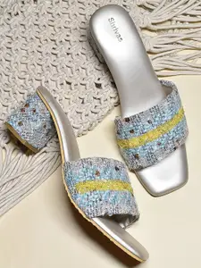 SHRIVAS BY ARCHITA MEHTA Embellished Open Toe Mesh Block Heels