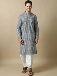 FILORI STUDIO Men Embroidered Threadwork Long Kurta