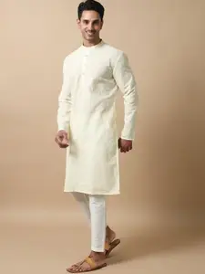 FILORI STUDIO Embroidered Mandarin Collar Cotton Straight Kurta