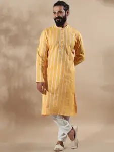 FILORI STUDIO Floral Woven Design Thread Work Jacquard Chanderi Cotton Straight Kurta