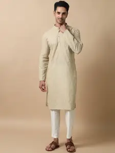 FILORI STUDIO Embroidered Mandarin Collar Cotton Straight Kurta
