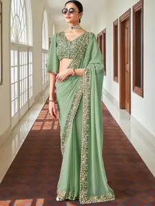 Trendmalls Beads and Stones Pure Georgette Saree