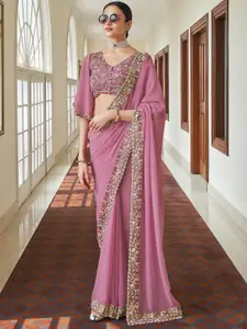 Trendmalls Embroidered Pure Georgette Saree