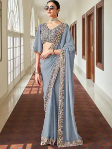 Trendmalls Beads and Stones Pure Georgette Saree
