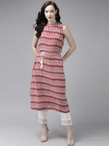 Indo Era Abstract Printed Round Neck A-line Kurta