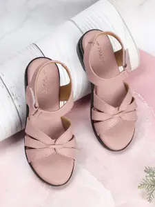 TRASE Textured Open Toe Flats