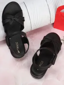 TRASE Textured Open Toe Flats