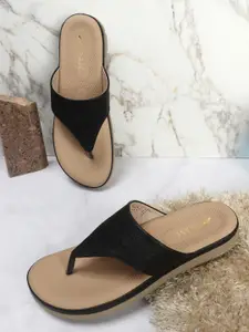 TRASE Textured Open Toe Flats