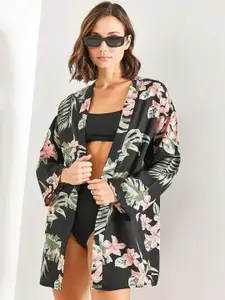BIANCO LUCCI Printed Open Front Shrug