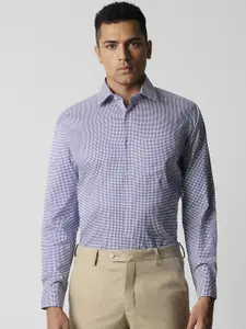 Van Heusen Checked Spread Collar Long Sleeves Cotton Formal Shirt
