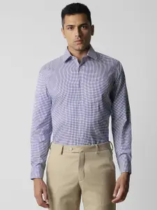 Van Heusen Checked Spread Collar Long Sleeves Cotton Formal Shirt