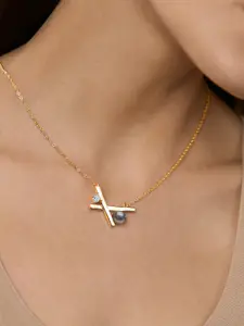 MINUTIAE Brass Gold-Plated Stones Studded Necklace