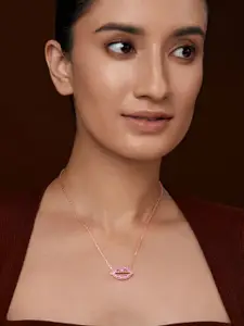 MINUTIAE Brass Rose Gold-Plated Stones Studded Necklace