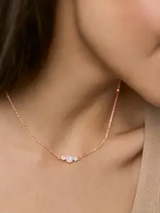MINUTIAE Brass Rose Gold-Plated Stones Studded Necklace