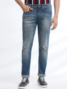 JADE BLUE Men Slim Fit Low Distress Heavy Fade Stretchable Jeans