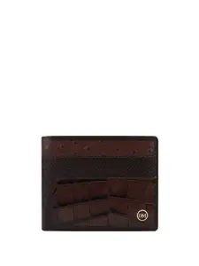 Da Milano Men Animal Textured Leather Two Fold Wallet