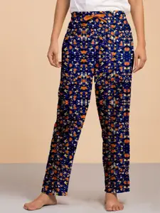 LYRA Women Printed Relaxed-Fit Mid-Rise Cotton Lounge Pants