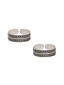 Unniyarcha Set of 2 Oxidized 92.5 Silver Toe Rings