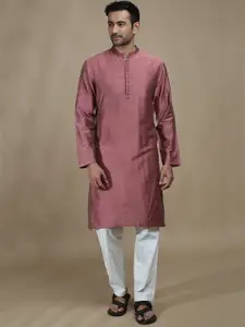 FILORI STUDIO Mandarin Collar Thread Work Regular Straight Kurta