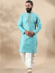 FILORI STUDIO Woven Design Mandarin Collar Jacquard Straight Kurta