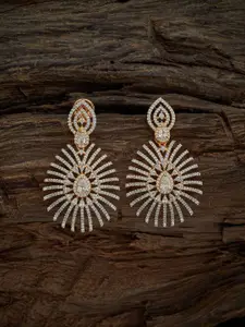 Kushal's Fashion Jewellery Rhodium-Plated Cubic Zirconia Drop Earrings