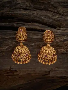Kushal's Fashion Jewellery Gold-Plated Dome Shaped Jhumkas Earrings