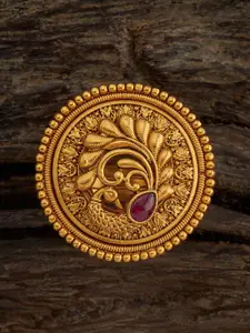 Kushal's Fashion Jewellery Gold-Plated Stones Studded Antique Adjustable Finger Ring