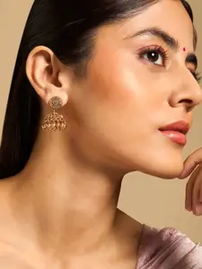 Kushal's Fashion Jewellery Gold-Plated Dome Shaped Jhumkas
