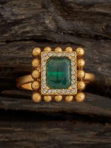 Designs By Kushal's Fashion Jewellery Gold-Plated Cubic Zirconia Studded Finger Ring