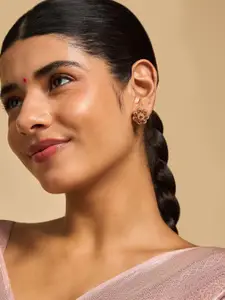 Kushal's Fashion Jewellery Gold-Plated Floral 92.5 Pure Silver Studs Earrings