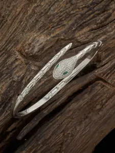 Kushal's Fashion Jewellery Cubic Zirconia Rhodium Plated Kada Bracelet
