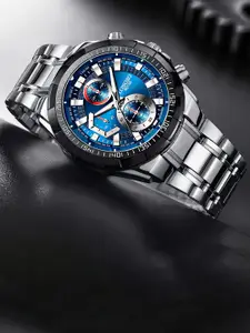 LONGBO Men Stainless Steel Bracelet Style Straps Analogue Watch Long-80135-Silver-Blue