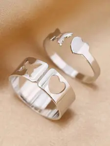 Jewels Galaxy Set Of 2 Silver-Plated Stackable Finger Rings