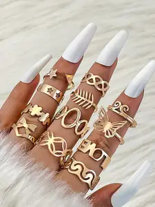 Jewels Galaxy Set Of 12 Gold-Plated Finger Rings