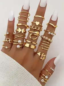 Jewels Galaxy Gold-Plated Set of 22 Stackable Rings