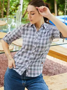 PINACOLADA Button-Down Collar Checked Regular Fit Cotton Casual Shirt